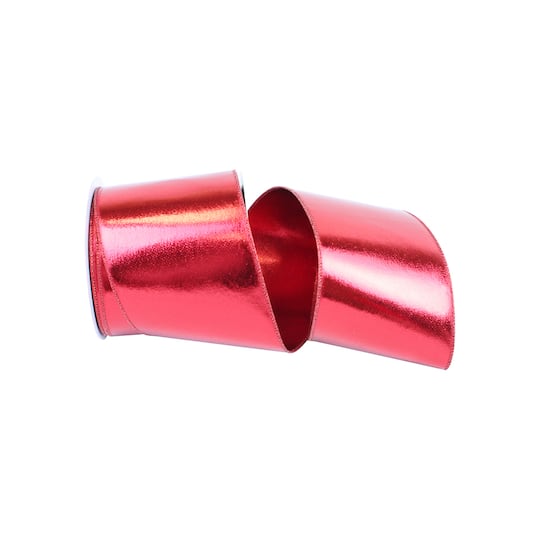 The Ribbon Roll 4" x 10yd. Wired Metallic Two-Sided Lamé Foil Ribbon